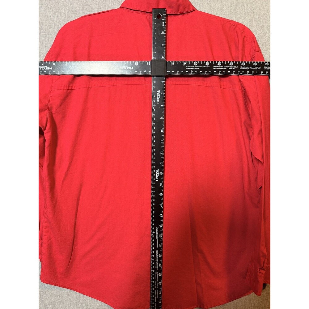 Center Aisle Women's Red Button Up Shirt Top M Cotton Blend Striped Pockets - Picture 7 of 7